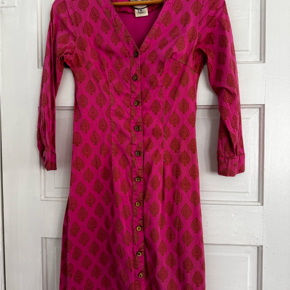 Almatrichi Spain Button-Front Fitted Dress - Pink - Small